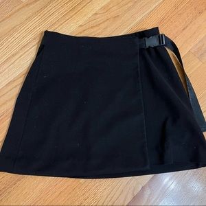 Zara black wool like wrap skirt with buckles size medium